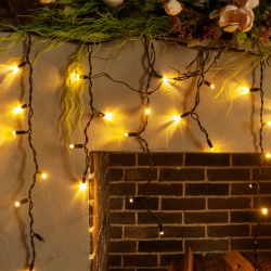 ULD-B5007-300-TBK WARM WHITE IP67 Бахрома светодиодная с эффектом мерцания. 5м. Соединяемая. 300 светодиодов. Теплый белый свет. Провод черный. TM Uniel