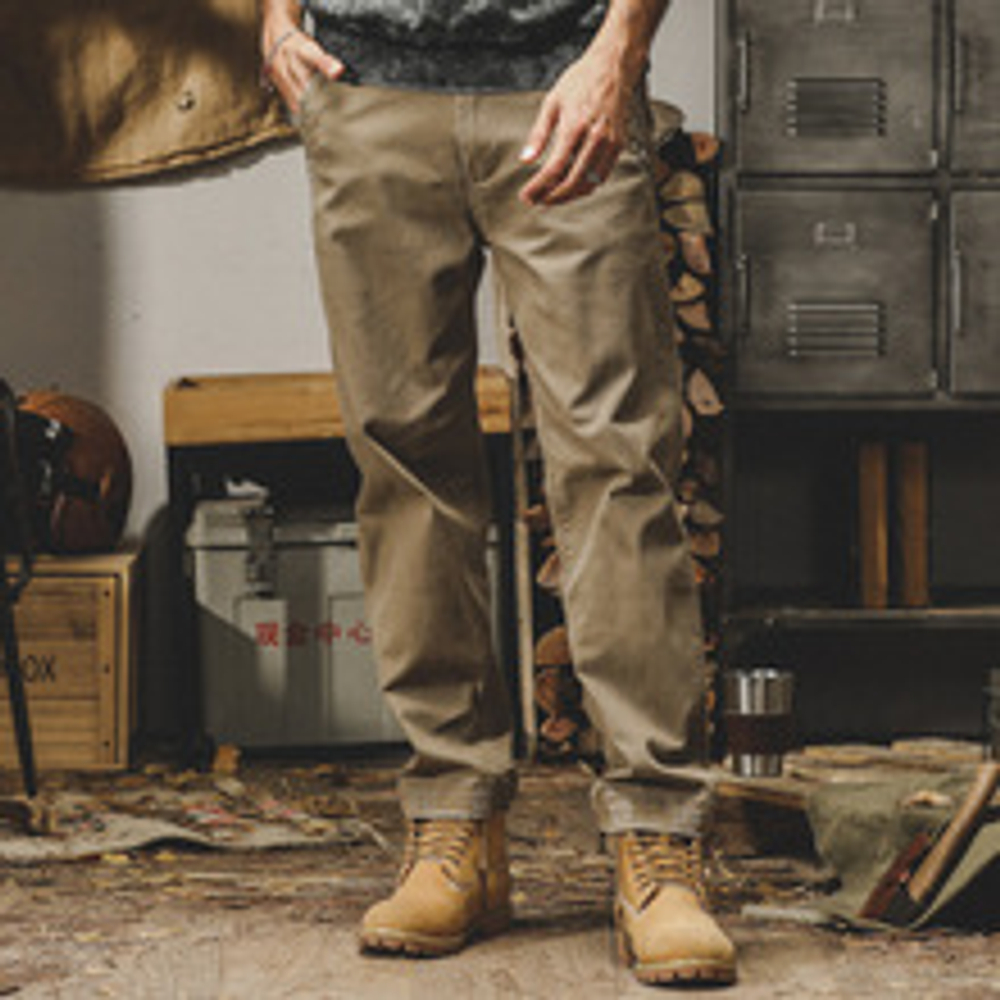 Штаны мужские хлопковые от бренда JIELEINUO ,эластичные прямые мужские повседневные