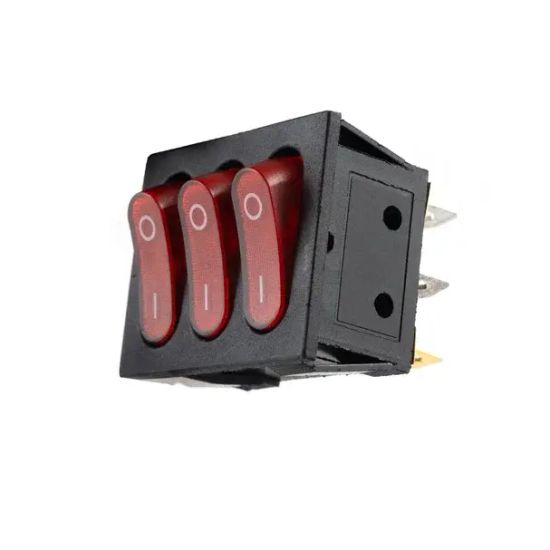 Тройной переключатель KCD4 3 клавиши, с фиксацией.