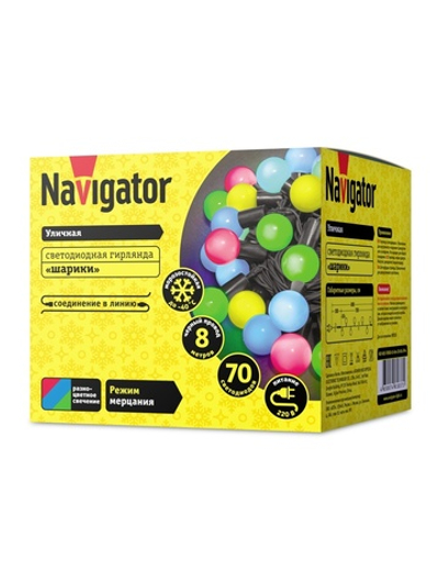 Гирлянда светодиодная 61 837 NGF-B02-70RGB-10-8m-230-BL-IP44 Navigator 61837