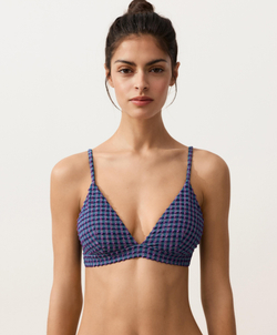 OYSHO Топ бикини в клетку виши, темно-синий