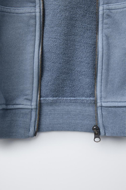 ZARA ХУДИ ИЗ ТКАНИ С ЭФФЕКТОМ ПОТЕРТОСТИ, СИНИЙ