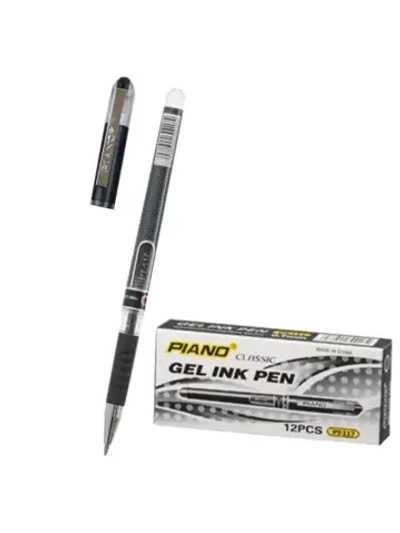 Ручка гелевая 12 шт Piаno PT-117 Classic черная