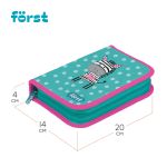 Пенал 1 отделение, 200*140*40 Först "Funny zebra", дополнительная откидная секция, полиэстер