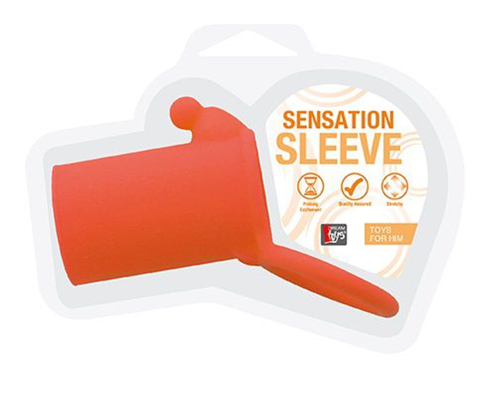 Оранжевая насадка-эректор NEON SENSATION SLEEVE WITH TICKLER (Цвет: оранжевый)