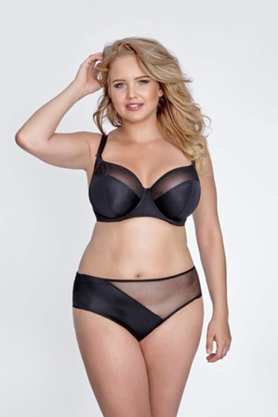 Бюстгальтер с мягкой чашкой из микрофибры и двойной сетки (Размер: 70J) (Цвет: черный)