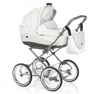 Детская коляска 3 в 1 Roan Emma E-80 (Белый/Серая кожа)