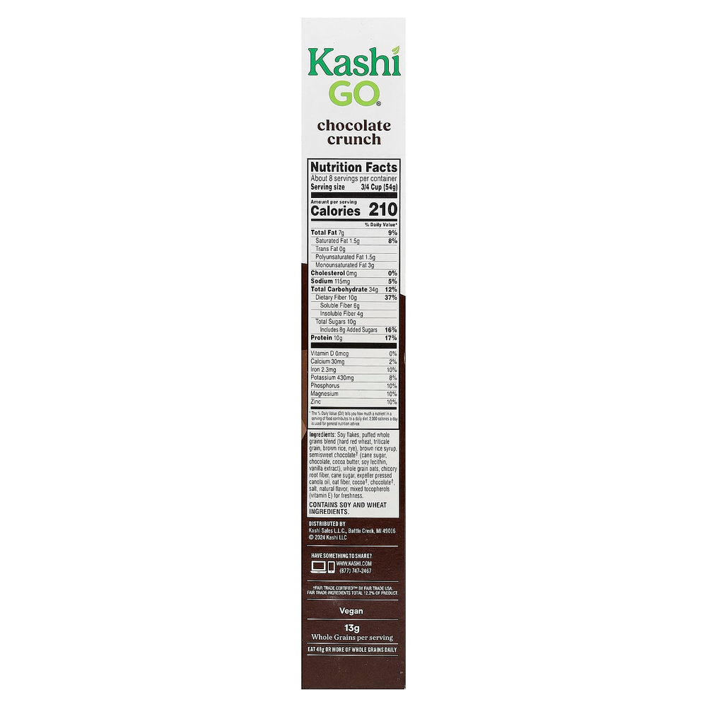 Kashi, GO®, хлопья с протеином и клетчаткой, с хрустящей шоколадной крошкой, 453 г (16 унций)