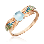 Кольцо «Стрекоза» из красного золота с топазом и эмалью