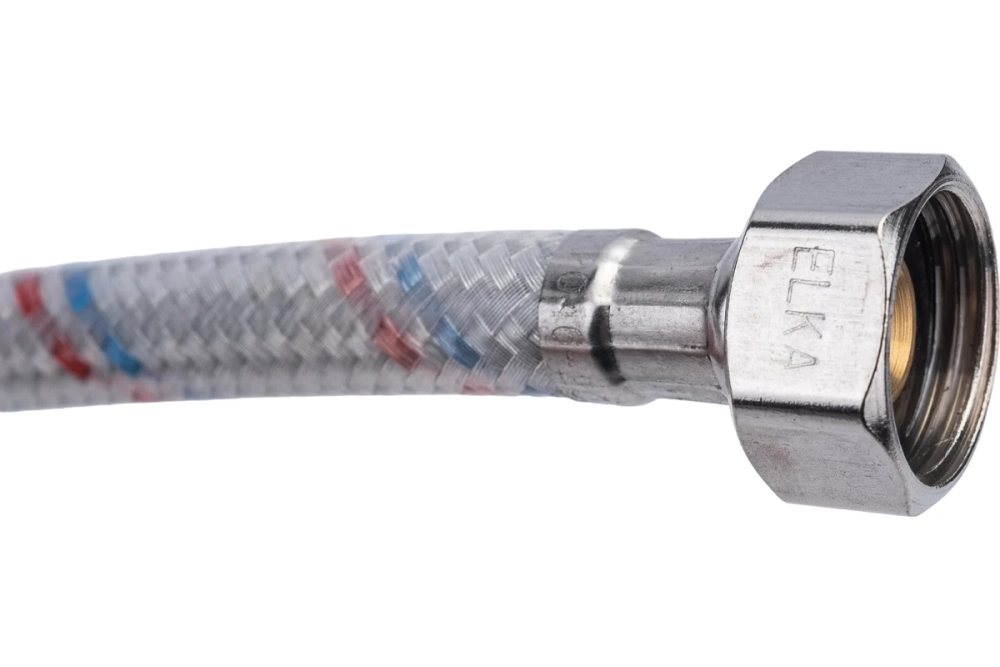 Гибкая подводка для воды ELKA (накидная гайка: сталь; оплетка нейлон; покрытие ПВХ)1/2", вр/вр, 50см