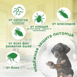 Капли от блох, клещей и гельминтов лечебные "KRKA"/ Для собак массой от 20,1 до 40кг / "Селафорт 240мг/2мл Селамектин