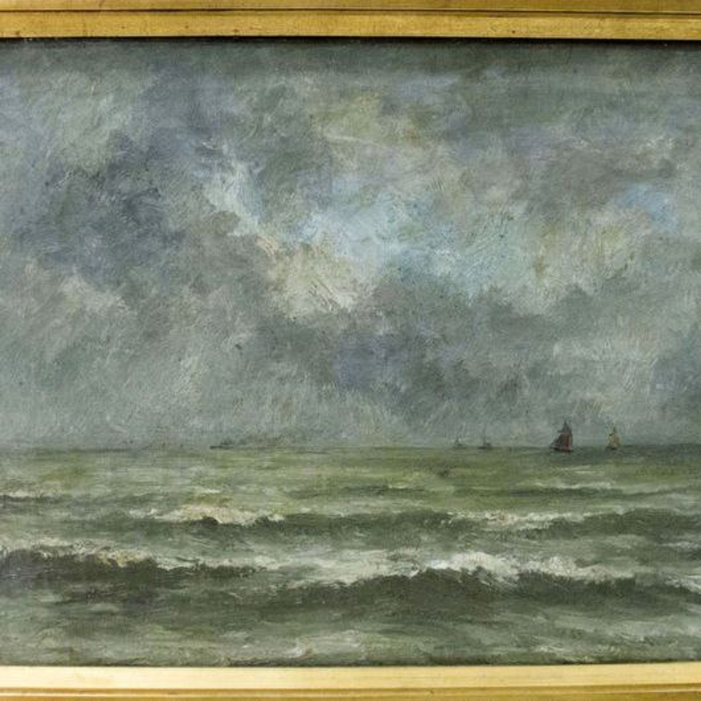 Антикварная картина «Море в ноябре»