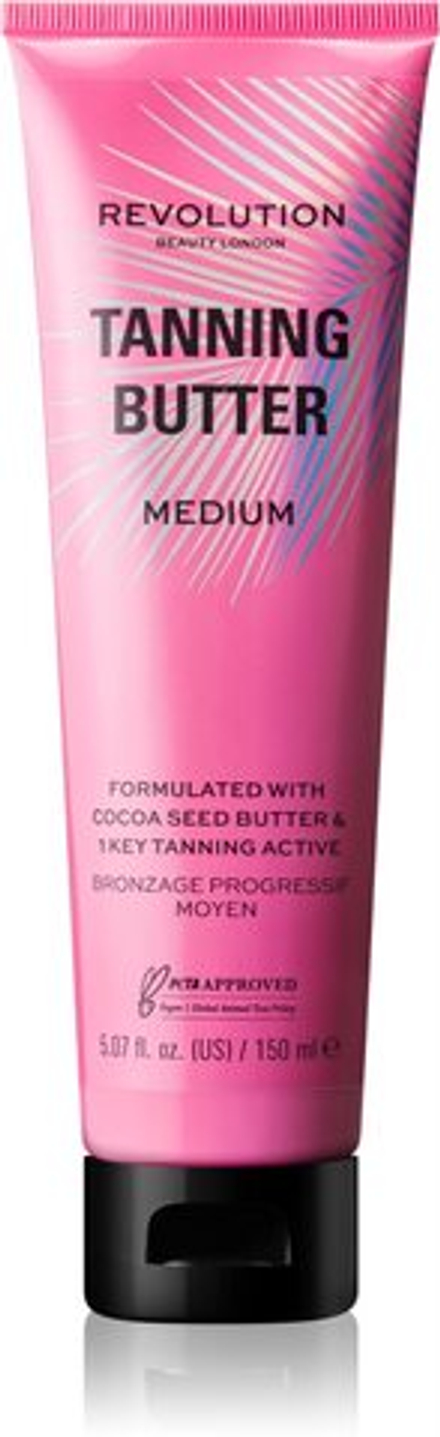 Makeup Revolution Beauty Tanning Butter - питательное масло для тела со свойствами автозагара /  Light/Medium 150  ml  / GTIN 5057566592178