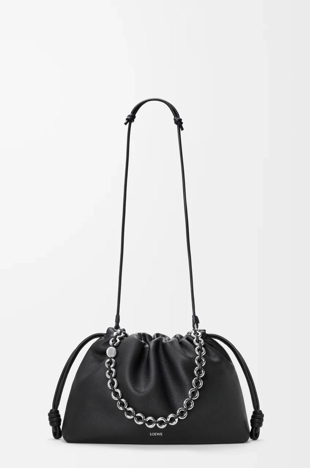 Loewe Большая сумка Flamenco из зернистой телячьей кожи, черный