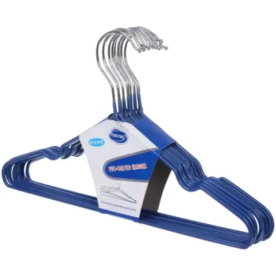 Плечики металлические нескользящие с полимерным покрытием 10шт «ТАРТИТАН», цвет голубой, 30см (Селфи)