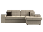Диван угловой Брюссель правый угол, Бежевый\Коричневый, Микровельвет, 29386