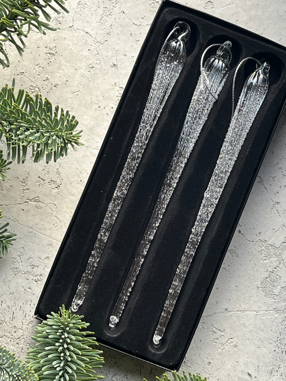 Новогодняя игрушка Сосулька стекло 1 шт