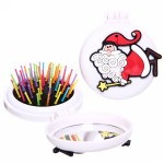 Расчёска массажная складная с зеркалом «Funny friends - Озорной Дед Мороз», цвет белый, d-6см (пакет с подвесом)