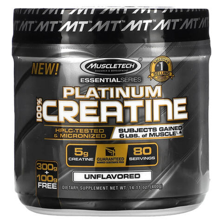 MuscleTech, Platinum, 100% креатин, без вкусовых добавок, 400 г (14,11 унции)