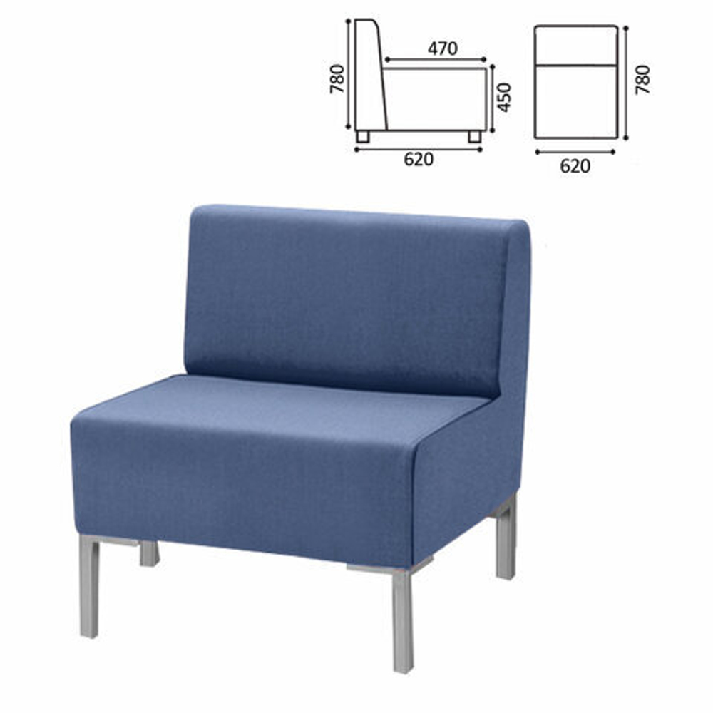 Кресло мягкое "Хост" М-43, 620х620х780, без подлокотников, экокожа, голубое