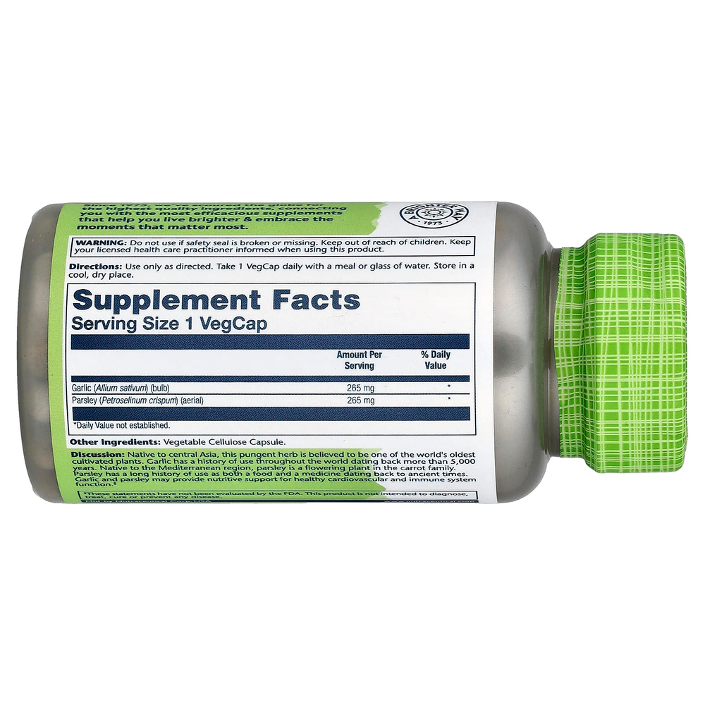 Solaray, True Herbs, чеснок и петрушка, 100 растительных капсул