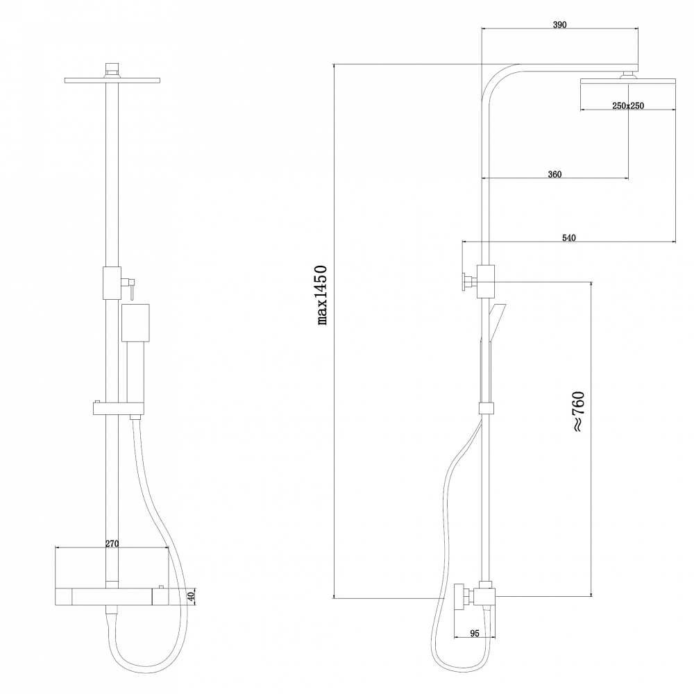 Душевая стойка ABBER Daheim AF8260SPL с термостатом без излива, сатин