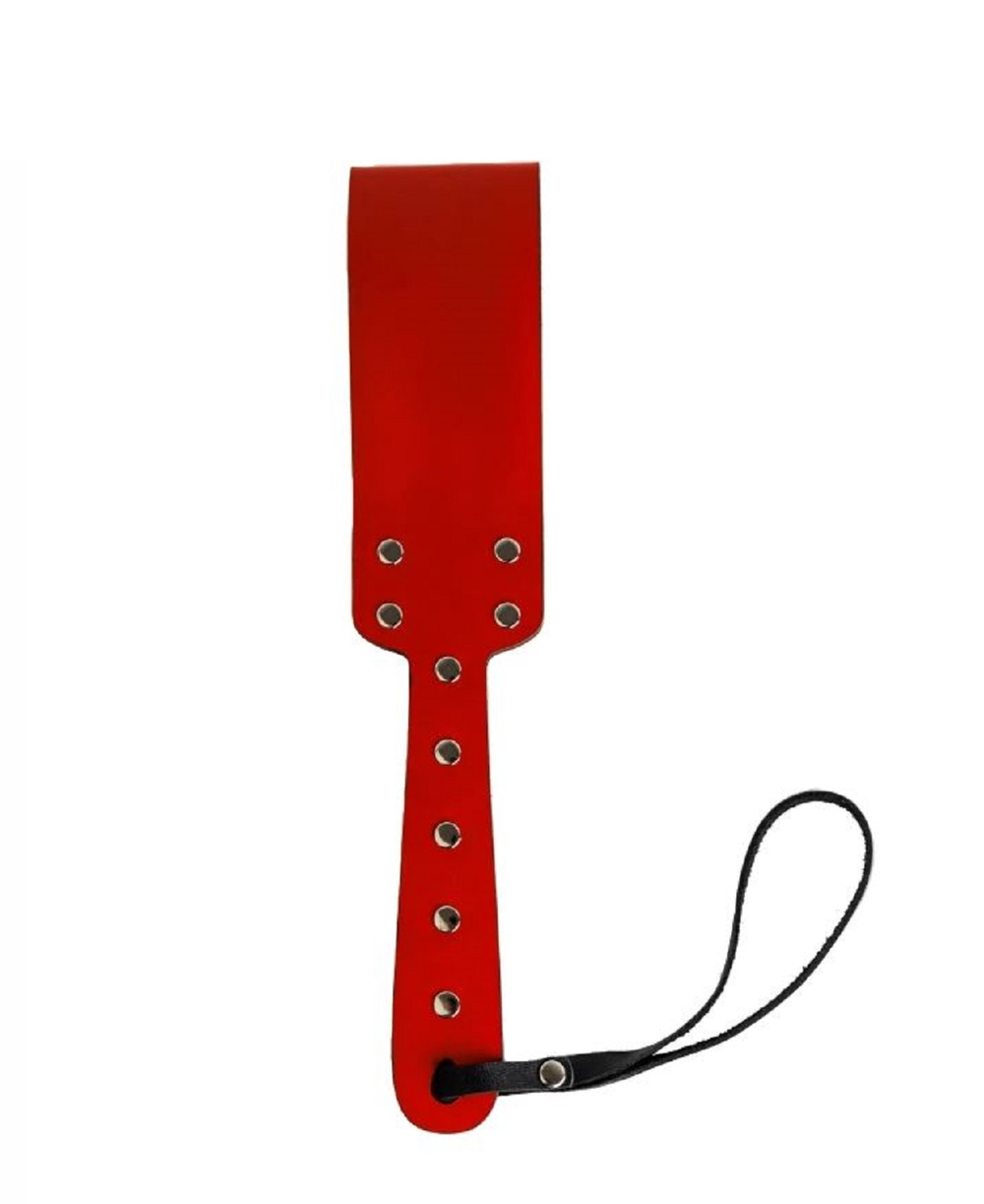 Паддл мягкий из натуральной кожи и дерева красный 34 см