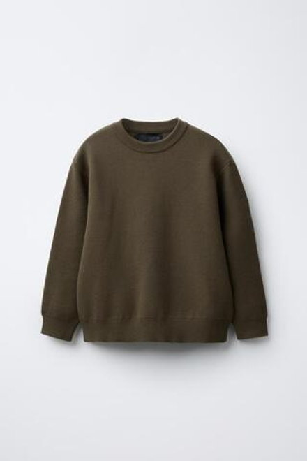 ZARA ОДНОТОННЫЙ СВИТЕР, ТЕМНЫЙ ХАКИ
