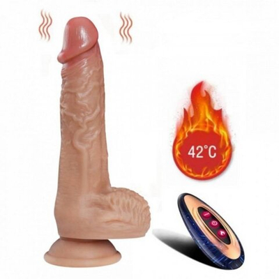 Вибратор реалистик с возвратно-поступательными движениями и нагревом с ПДУ 19,5 см