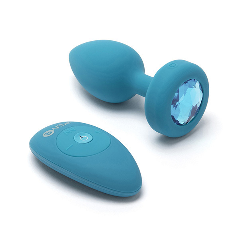 Бирюзовая вибрирующая втулка b-Vibe Vibrating Jewel Plug S/M BV-030-TL
