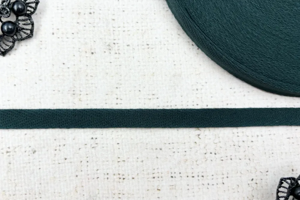 Лента киперная, хлопок, ш. 1 см, тёмно-зелёный