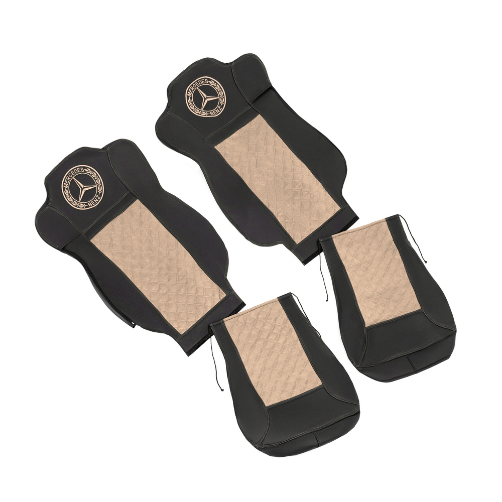 Чехлы Mercedes Actros MP4 (экокожа, черный, бежевая вставка)