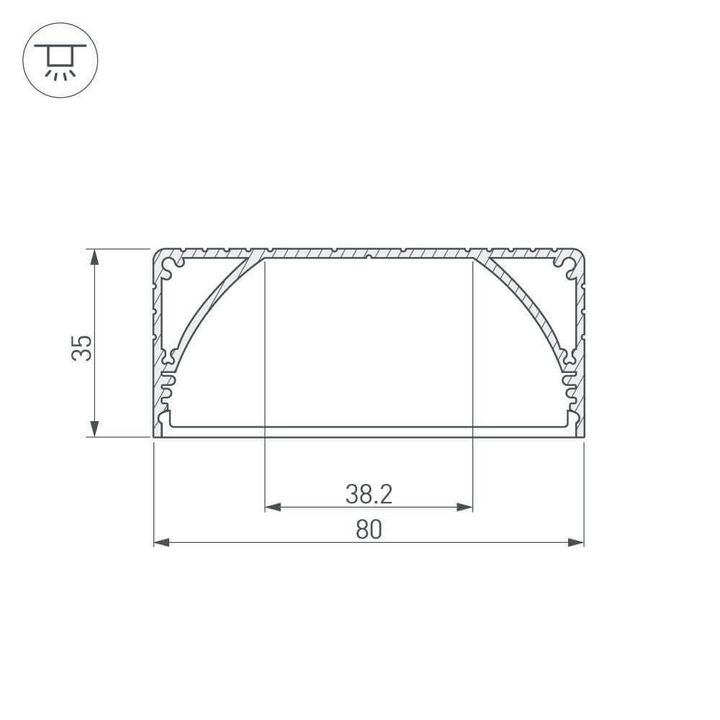 Профиль с рассеивателем Arlight ALU-POWER-W80N-2000 ANOD+FROST 019097