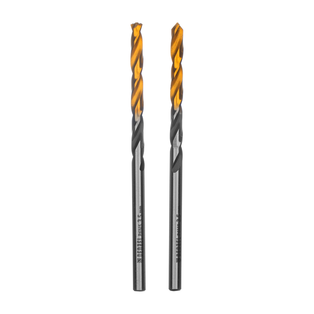 Сверло спиральное по металлу 3,5 x 70мм, Р6М5, Golden Tip, многогранная заточка, 2шт. Denzel