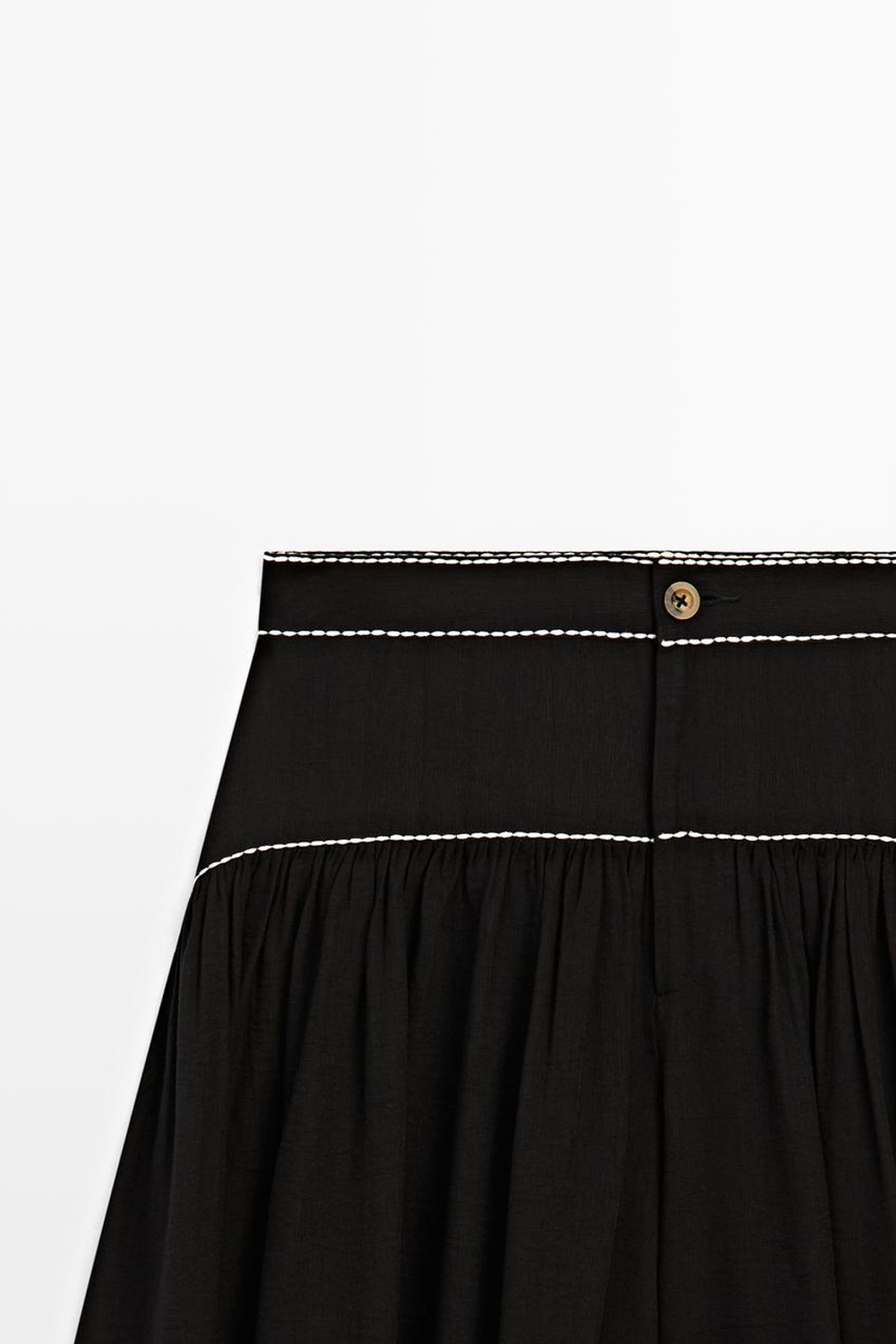 Massimo Dutti Контрастные струящиеся брюки, черный