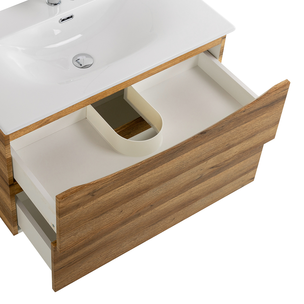 Тумба с раковиной подвесная BelBagno MARINO-CER-N-800-2C-SO-RR-P Rovere Rustico, раковина белая BB-8099-80