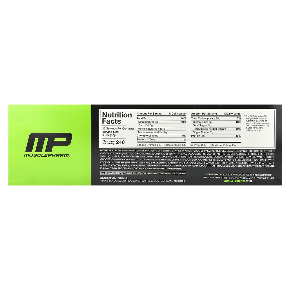 MusclePharm, Combat Sport, тесто для шоколадного печенья, 12 батончиков, 57 г (2,01 унции)