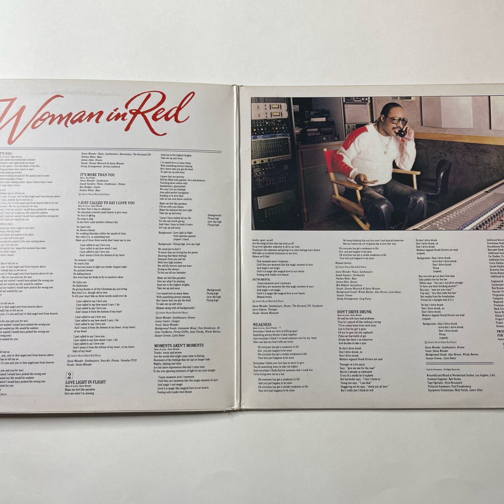Винтажная виниловая пластинка LP Stevie Wonder The Woman In Red Женщина В Красном (Selection From The Motion Picture Soundtrack) (Греция 1984)