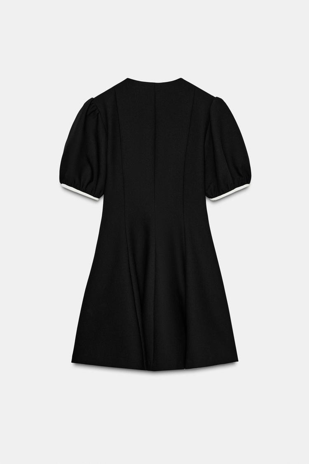ZARA МИНИ-ПЛАТЬЕ С КОНТРАСТНЫМИ БАНТАМИ, ЧЕРНЫЙ