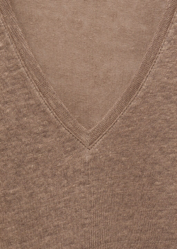 Льняная футболка с V-образной горловиной