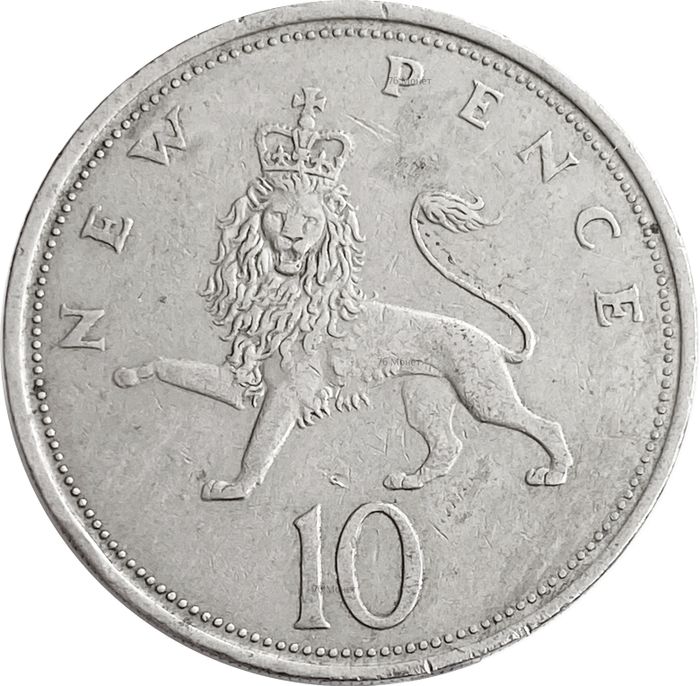 10 новых пенсов 1968-1981 Великобритания