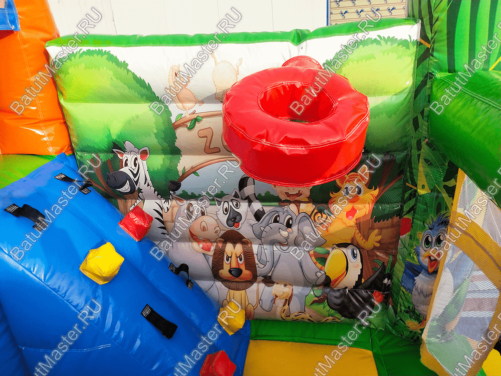 Детский надувной батут "Попугайчики и их друзья", размер 3,5*3*2,7 м