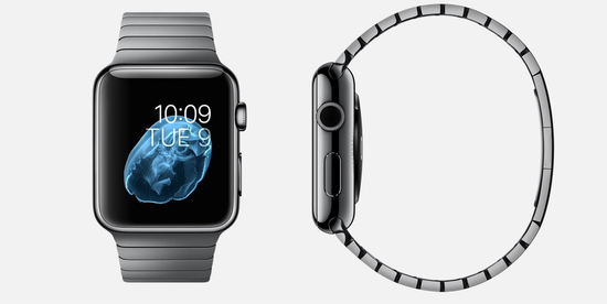 Часы смарт Apple Watch 38мм (черный стальной с застежкой "бабочка" на кнопках )