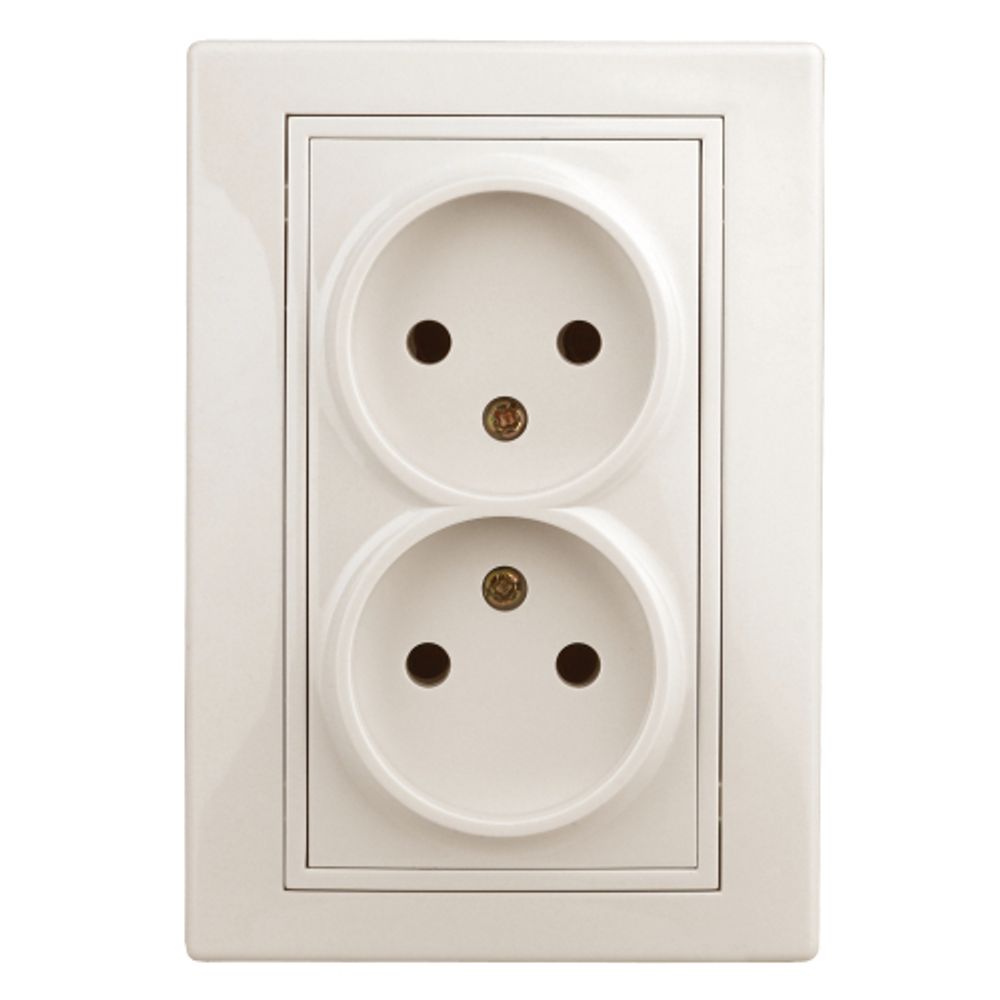 Розетка Intro Plano 1-204-02 без заземления двойная 2х2P, 16А-250В, IP20, СУ, Plano, слоновая кость | Intro Plano