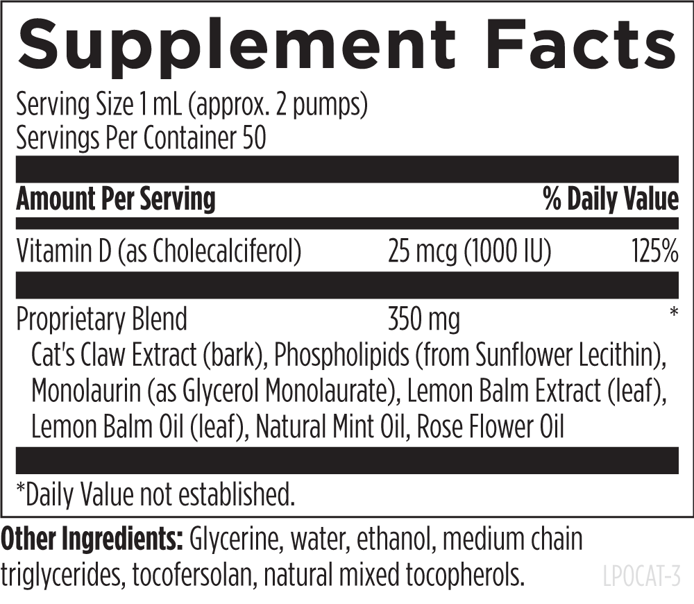 Designs For Health - LPOCAT - Liposomal Cat's Claw Synergy 50 ml