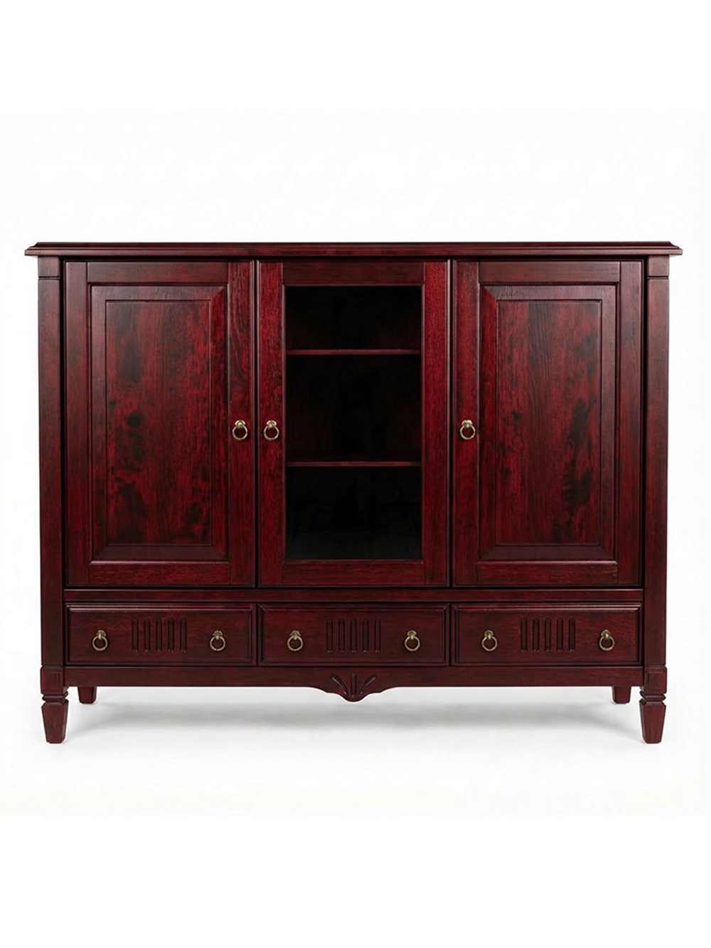 Тумба 180х50х145, Джоли, 3 двери 3 ящика для одежды, для спальни, гостиной, детской, прихожей, массив березы, красный, MAKOSA