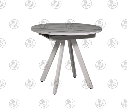 Стол Саен №27 Краска черный муар/900х900/380/Мех.баб./круг/Пласт белый мрамор 3027 1кат/кр.белая