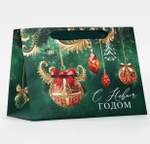Пакет подарочный новогодний с широким дном «С Новым годом», 25×19×18 см