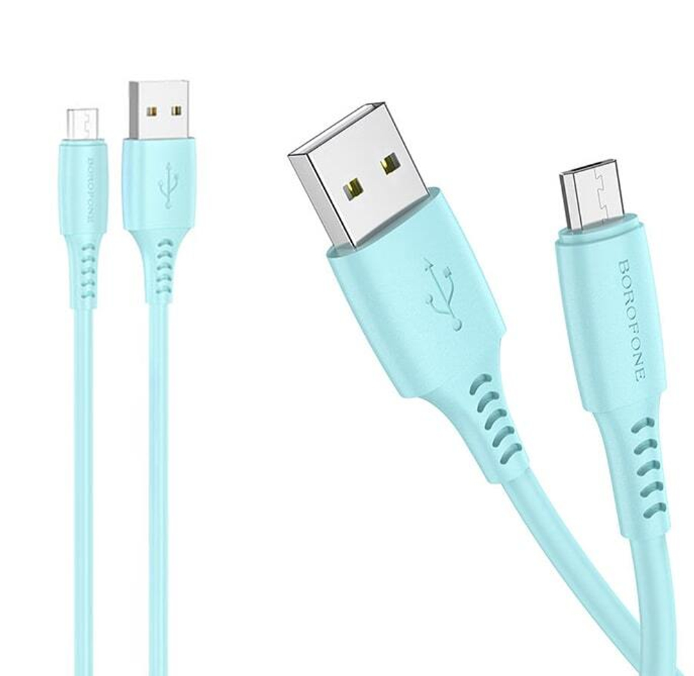 Кабель USB - Micro BOROFONE BX40 (голубой) 1м, ароматизированный, без упаковки