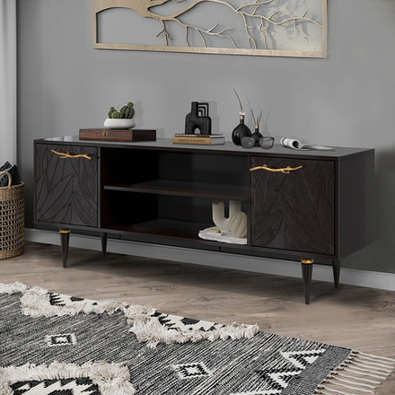 Тумба под ТВ Арт Колор leaves 155см Классик Голд Терпкий коричневый